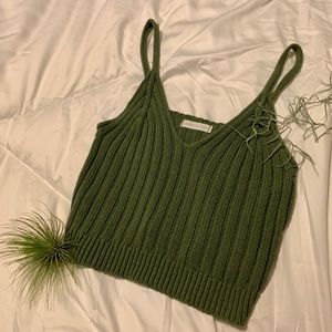 Army green cotton knitted tank